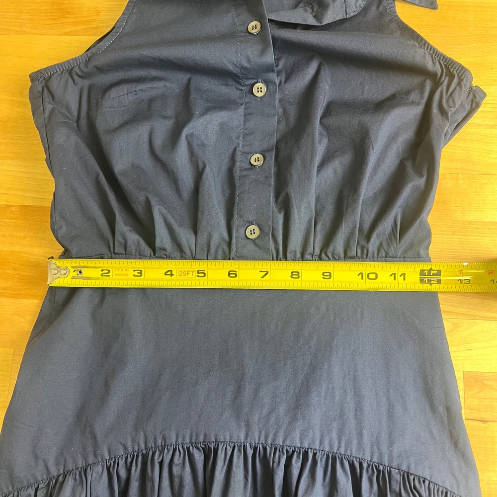 STAUD Romy Dress Navy Blue Sleeveless Cotton Poplin Drop Waist Maxi Size 00 - Picture 9 of 10